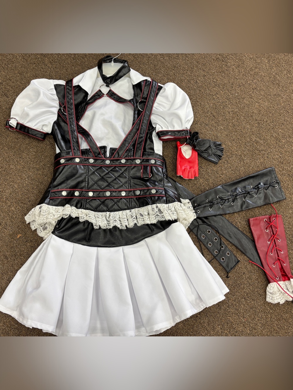 Junior Gothic Arkham Asylym cosplay costume in Black, White & Red Accent